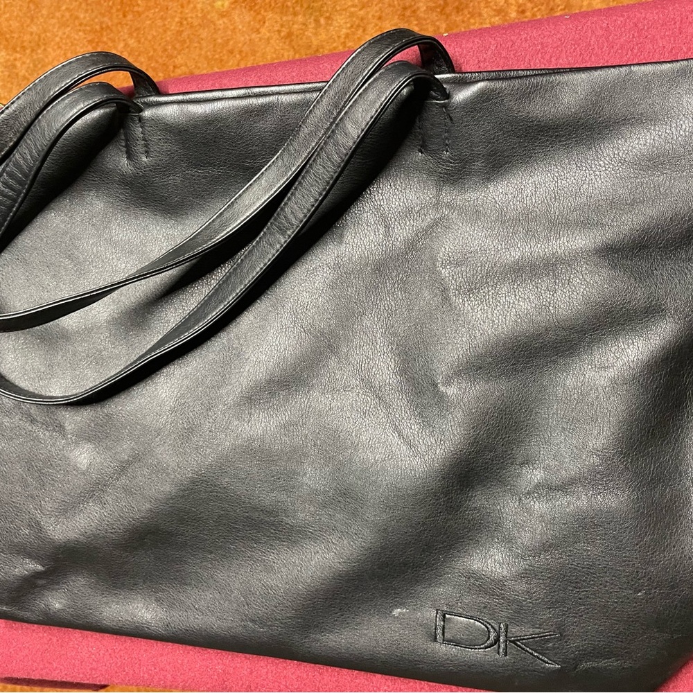 Black Leather Carryon Travel Bag